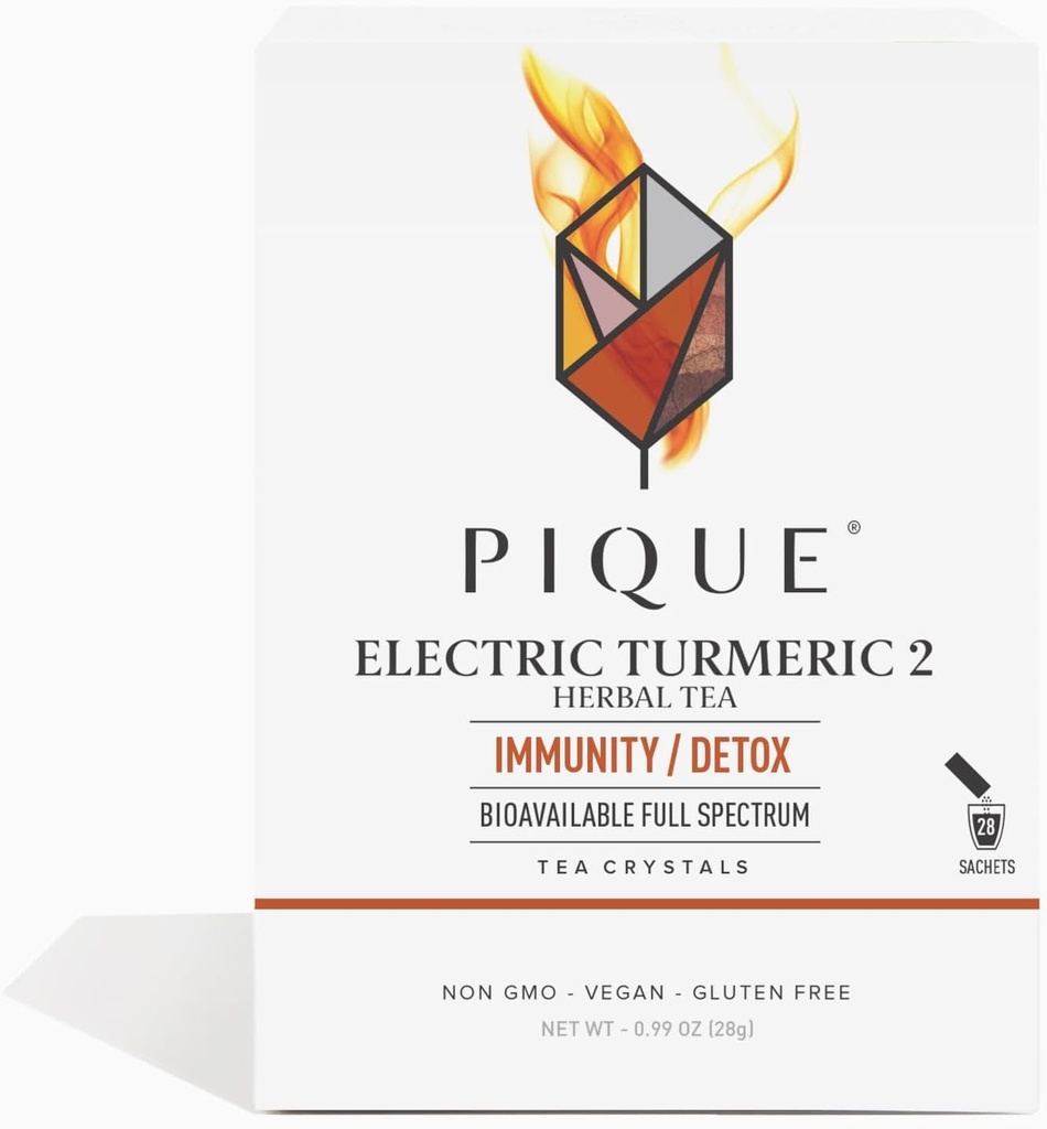 PIQUE Electric Turmeric 2 - Unterstützt gesunde Immunität, Die natürliche Entzündungsreaktion, natürliche Detox Pathways und Radiant Haut - 28ct Single Serve Sticks (Pack von 1)