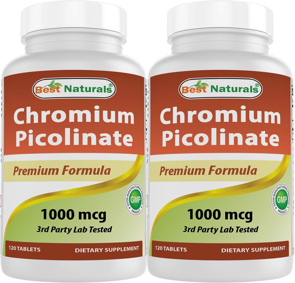 Migliori naturali cromo picolinato 1000 mcg 120 compresse (120 conteggio (pacchetto di 2))