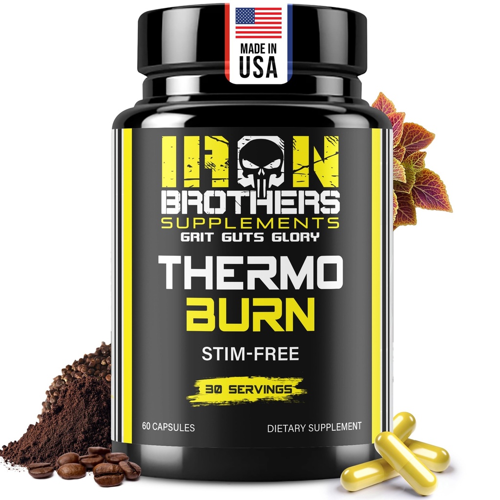 Iron Brothers Supplements Stimulant Free Fat Burners for Women and Men – Weight Loss - Non Stim Thermogenic Fat Burner – Nahrungsergänzung – Metabolism Booster mit Cayenne Pepper – 30 Tage Versorgung