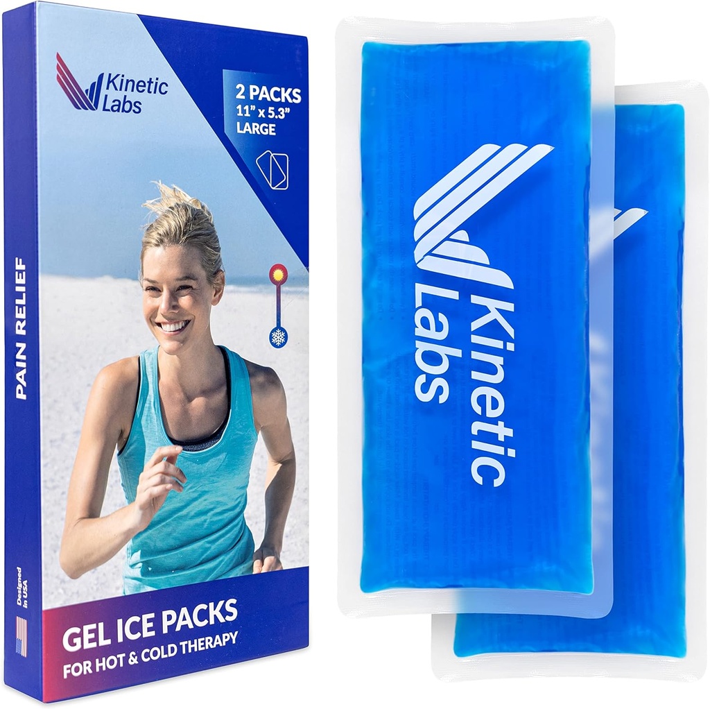 Reusable Gel Ice Packs für Verletzungen von Kinetic Labs (2 Pack) - Hot Cold Packs für Verletzungen 11" x 5.3" - Flexible Ice Packs für Back Head Knee Shoulder Neck Ankle Elbow Feet Headaches Surgery (Large)