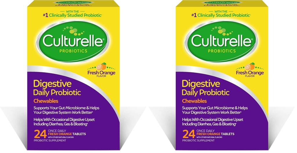 Tägliche Probiotika-Chewables, Probiotika für Männer und Frauen, Klinisch untersuchter Probiotika-Stamm, 10 Milliarden CFUs, Unterstützt gelegentlichen Durchfall, Gas, Blähungen, 24 Zählung (Paket von 2)