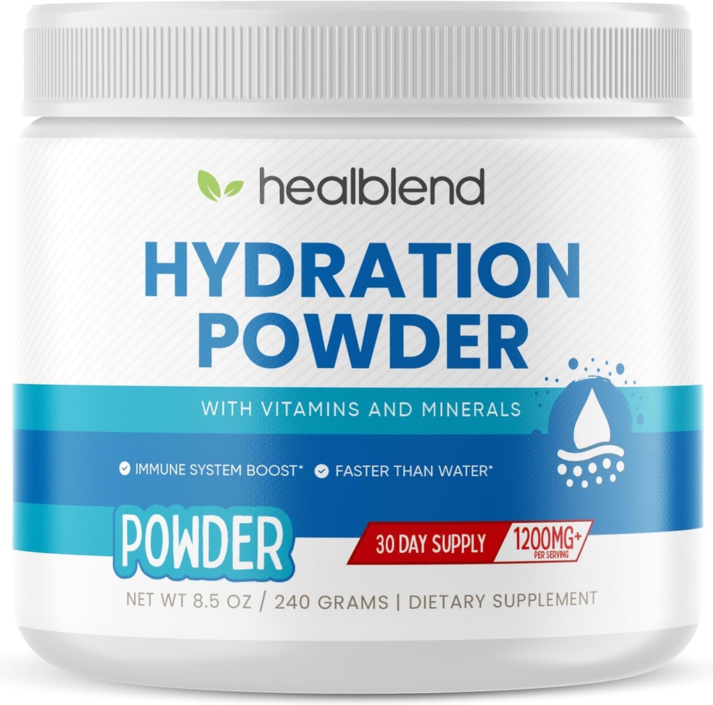 Polvere di idratazione sanante - Miscela di bevanda di elettroliti con magnesio, zinco, sale himalayano reale rosa, vitamina C, complesso B per la resistenza e l'energia
