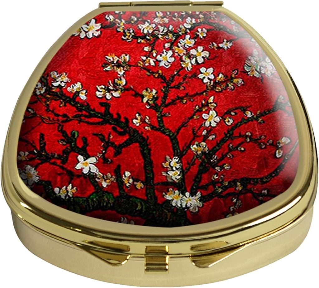 Pille Box Cherry Blossoming Pille Case Pocket Purse Portable Travel Tablet Halter Organizer Glasabdeckung Dekorative Fan Shap