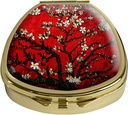 Pille Box Cherry Blossoming Pille Case Pocket Purse Portable Travel Tablet Halter Organizer Glasabdeckung Dekorative Fan Shap