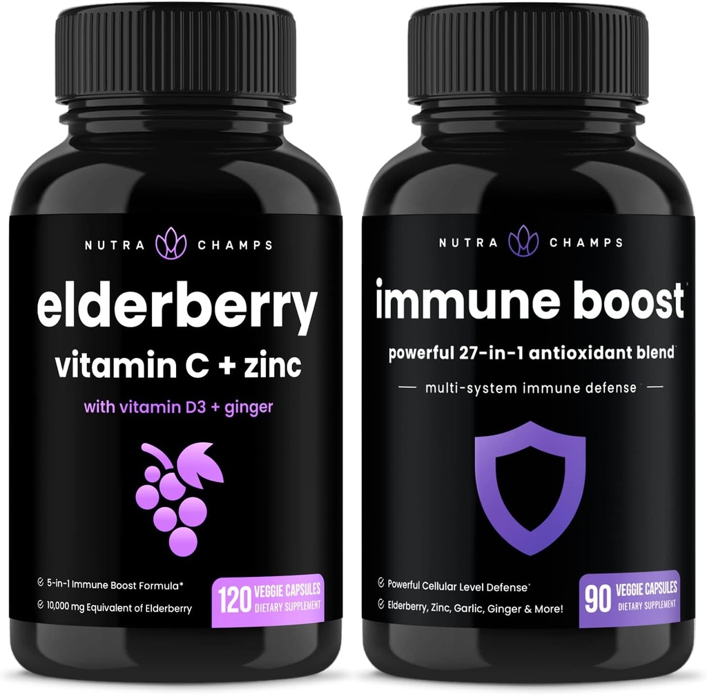 NutraChamps Elderberry und (2-Pack) Immun Boost Bundle