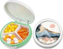 Serfeymi Small Pill Box - 3 scomparti Portatile Pill Box per Purse Pocket, Compact Mini Travel Pill Case - Adatto per Medicina, Vitamina, Olio di Pesce, Integratori - Bianco(Mountain Sunrise)