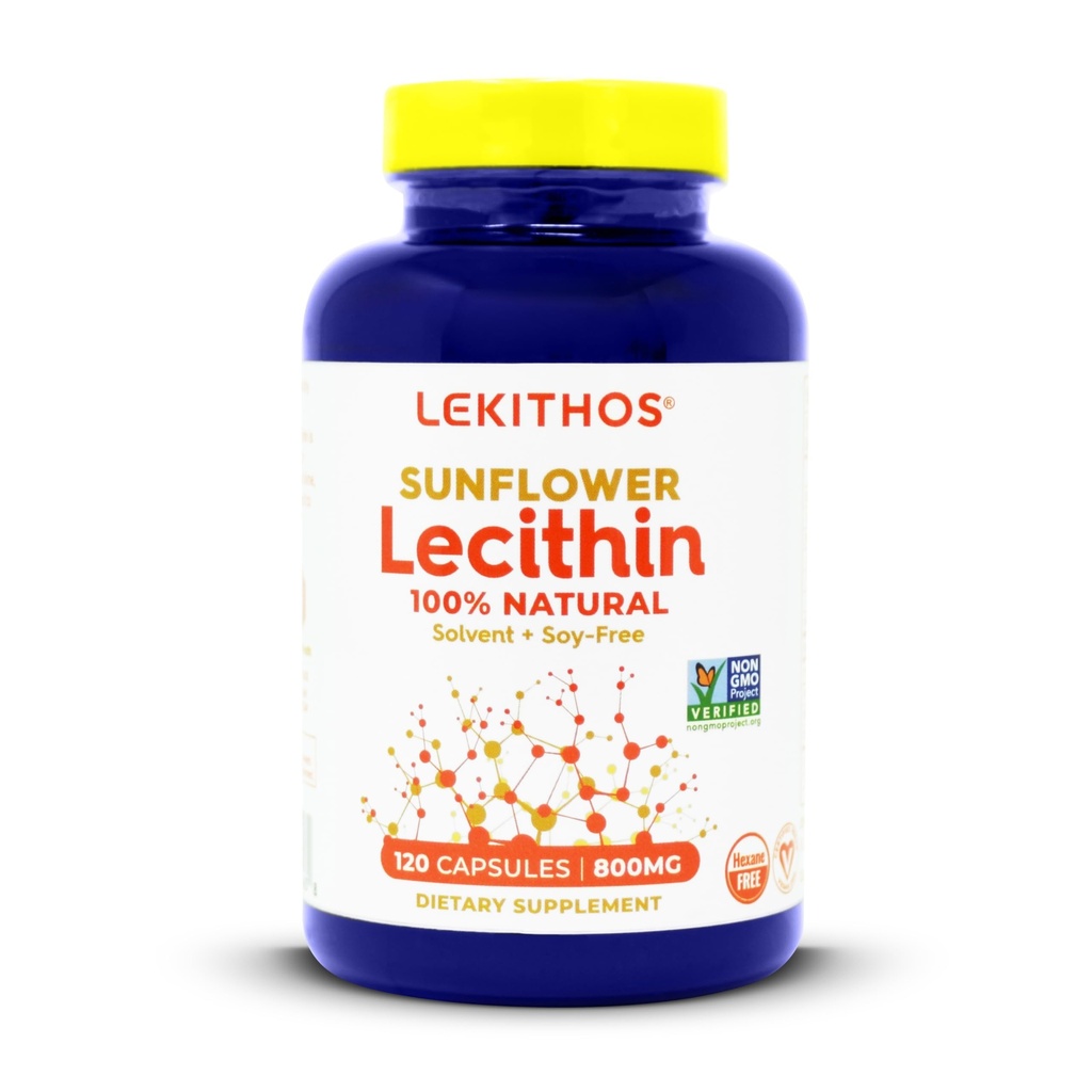 100% All-Natural Sunflower Lecithin Capsules,1600mg Lecithin Supplement für Männer und Frauen, 120 Count Softgel Capsules. Toll für Lactation Support! Kaltgepresst, Vegan & Non-GMO