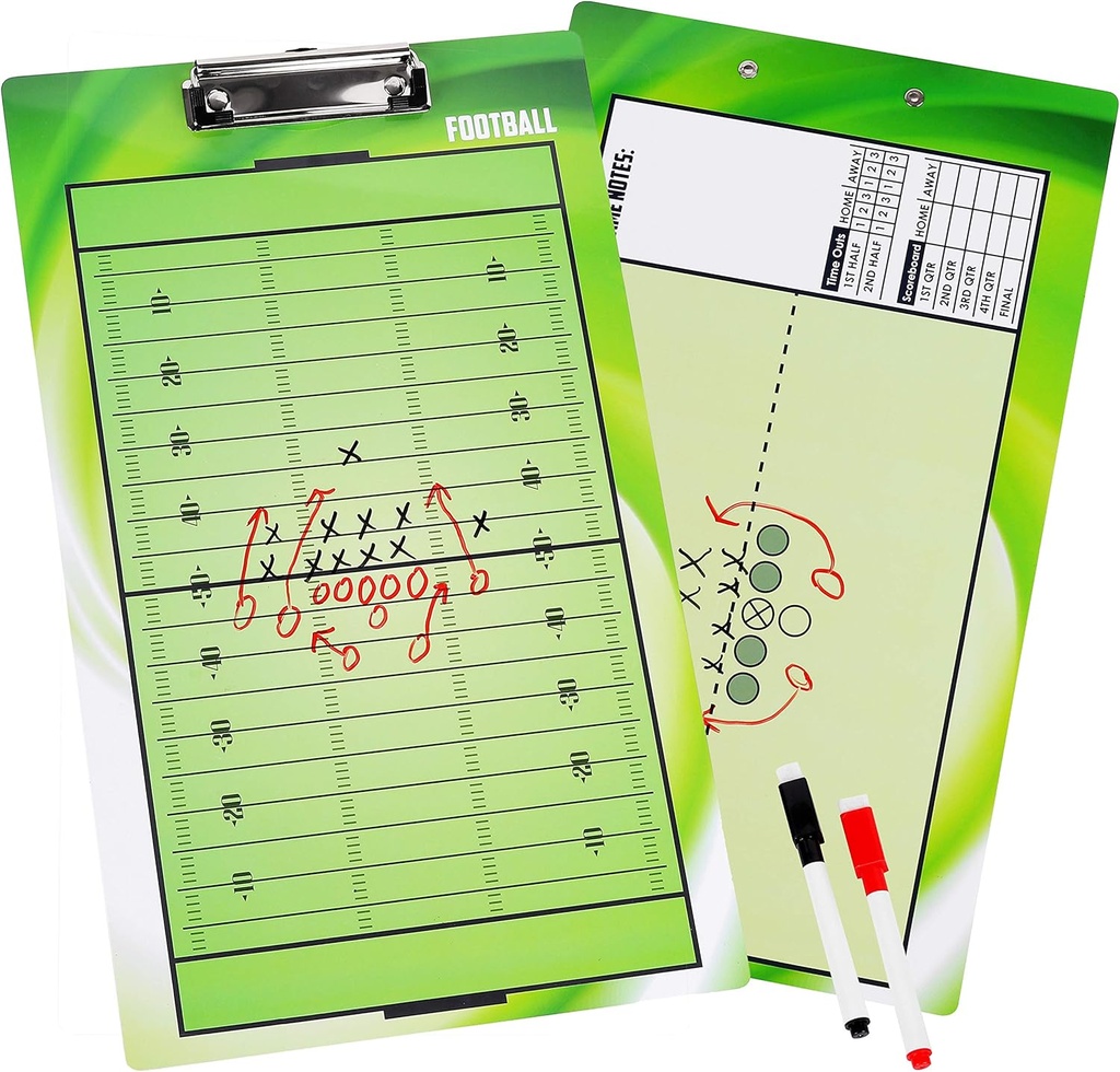 BETTERLINE Fußball Coaching Board Double-Sided Dry-Erase Clipboard für American Football Coaches - Kommt mit 2 erasable Pens