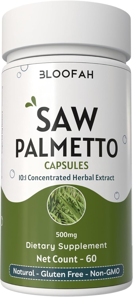 Saw Palmetto Capsules 500mg | 10:1 Concentrated Extract | Serenoa Repens Herbal Supplement | Non-GMO, Gluten-Free Easy-to-Take Capsules (60 Count (Pack of 1))