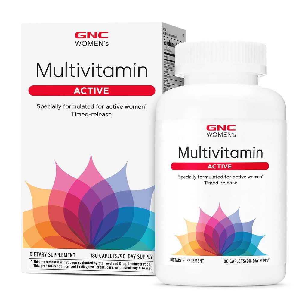 GNC Women’s Active Multivitamin clinicamente dimostrato per la nutrizione, il recupero di esercizio, la produzione di energia, la salute di ossa, la bellezza, Immune, la biotina, il ferro, lo zinco, 180 Caplets