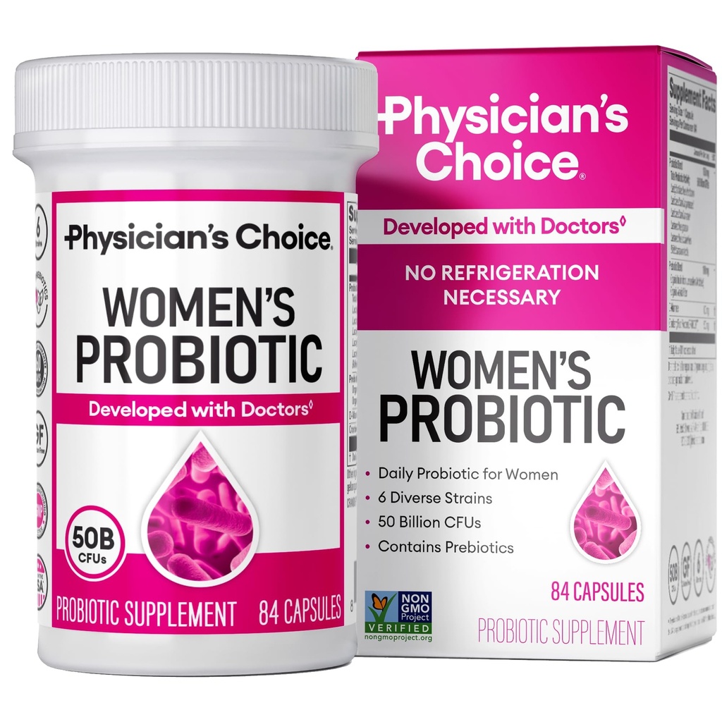 Physician's Choice Probiotics for Women - PH Balance, Digestive, UT, & Feminine Health - 50 Billion CFU - 6 einzigartige Strains für Damen - Bio-Präbiotika, Cranberry Extract+ - Womens Probiotic - 84 CT