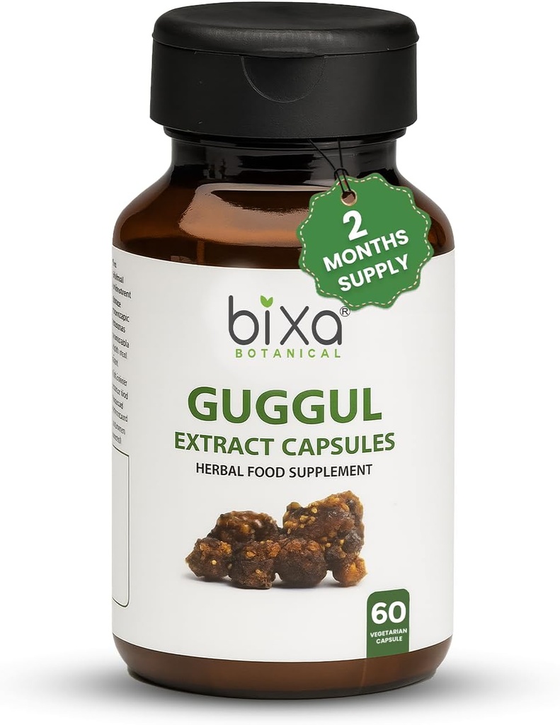 bixa BOTANICAL | Guggul Extract 450mg | Commiphora Mukul Kapseln | Ayurvedic Kräuterergänzung | Tägliche Wellness Unterstützung | Vegan | Non GMO | Gluten Free | Clean Label | 60 Count