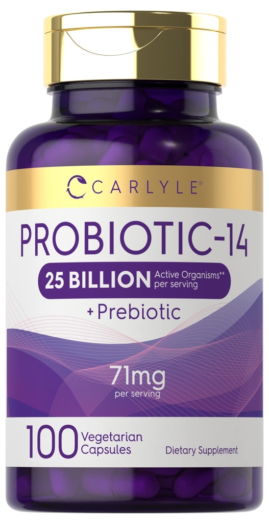 Carlyle Probiotics für Männer und Frauen | 25 Billion CFU | mit Präbiotika | 100 Kapseln | Vegetarisch, Non-GMO, & Gluten kostenlose Ergänzung