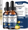 Magnesium Glycinate Liquid Drops 500mg - Dreifache Magnesium Complex Supplement mit Citrat, Malat, Ashwagandha, L-Theanin, Vitamin B6 für Schlaf, Stress Relief, Muskel, Ananas Flavor 4 Fl Oz