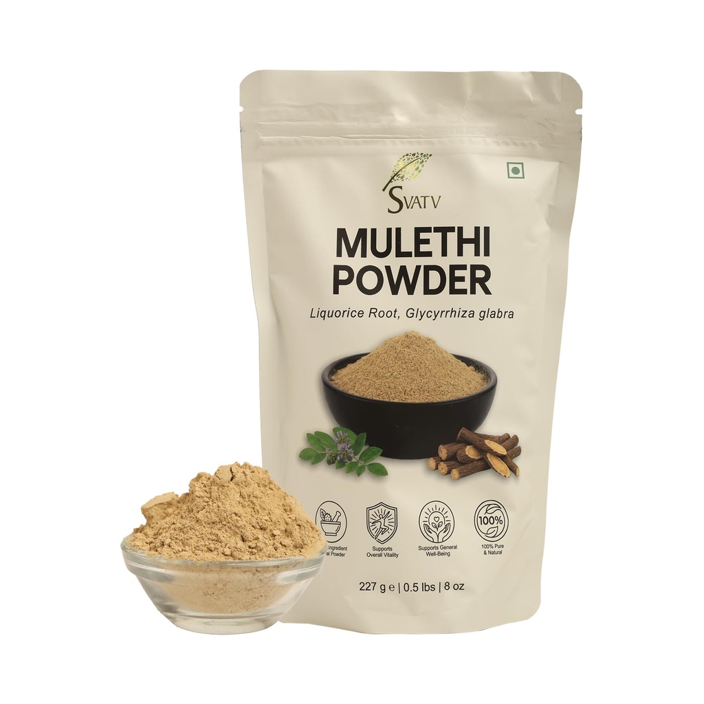 SVATV Poudre de réglisse de Glycyrrhize pure glabre de Mulethi de Yashtimadhu - Taille - 227 Grams Half Pound