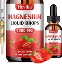 Magnesio Glycinate Goccia Liquida con Citrato, Malato e Taurato, Calma Magnesio Supplemento con Calcio, Potassio, Zinco, CoQ10, D3, B6, B12 per Relax Mood, Muscolo, Energy- Fragola Flavor, 2 Fl Oz