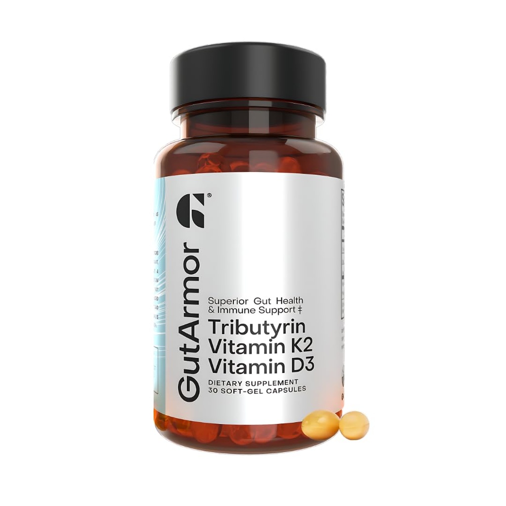 Gut & Herz Gesundheit + Immununterstützung | 1 Monat Versorgung | 30 Weichgelkapseln | Pure Butyrate 350mg & Vitamin D3 2000IUs & Vitamin K2 120mcg | Herzgesundheit | Gastrointestinale Unterstützung
