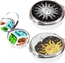 2pcs Pill Box,3 Compartment Small Pill Case for Pocket & Purse, Cute Travel Metal Pill Organizer,Portable Pill Container and Medicine Vitamin Organizer