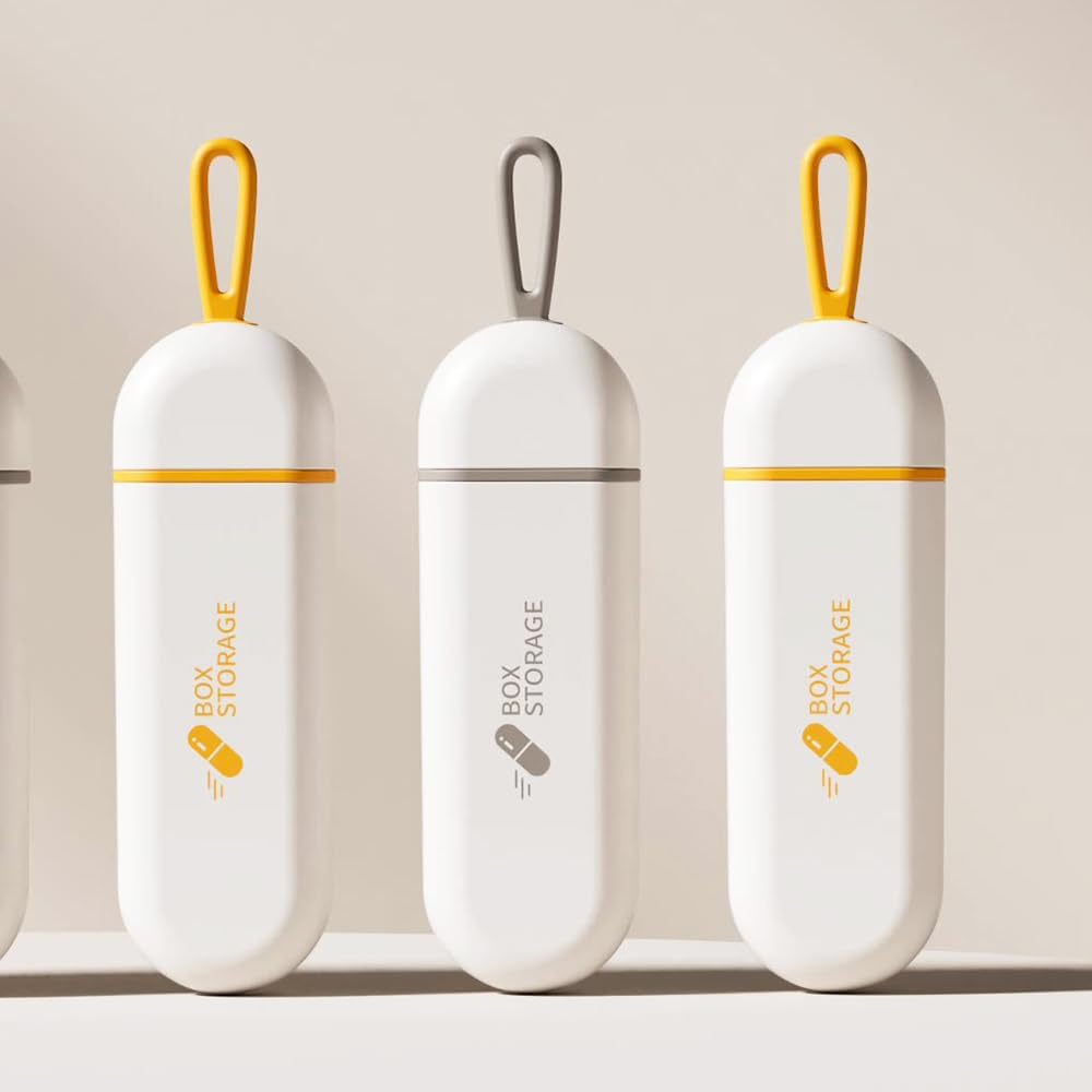Süße Pille Organizer, Small Size Pill Case, Kompakte tragbare tägliche Medizin Box für Vitamine, Medikamente, Fischöle, Nahrungsergänzungsmittel, Kapseln, 3 Kompartment perfekt für Taschentasche, Orange