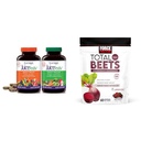 Natrol JuiceFestiv Daily Fruit & Veggie mit SelenoExcell und Ganz-Food [Phyto] Nährstoffe & Force Factor Total Beets Soft Chews mit Beetroot, Nitrates, L-Citrulline, Grapeseed Extract