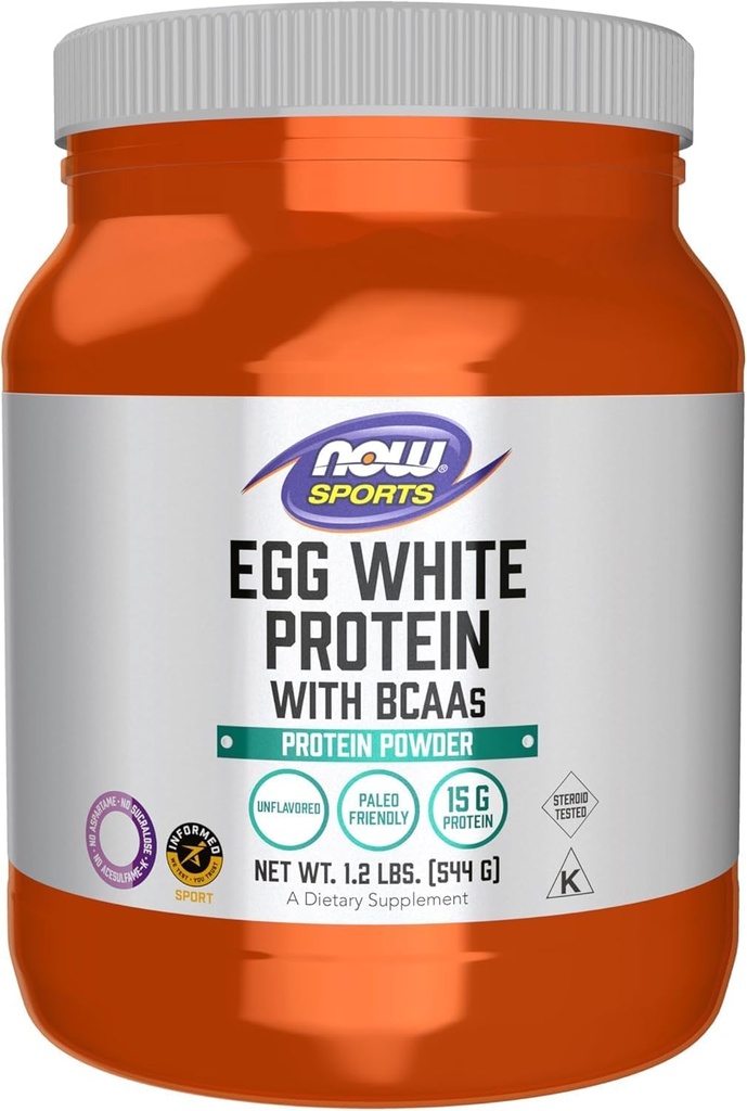 MAINTENANT ALIMENTAIRES Poudre de protéines blanches d'oeuf, 544 GR