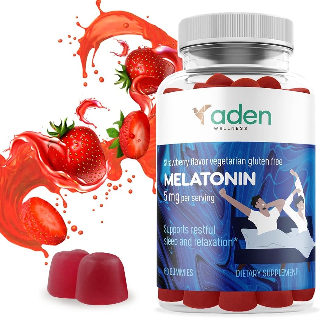 Extra Strength Melatonin Gummis für Erwachsene und Jugendliche - 5 mg pro Servieren - Natürliche Hilfsmittel - Calm Gummis für eine gute Nachtruhe - 60 Chews