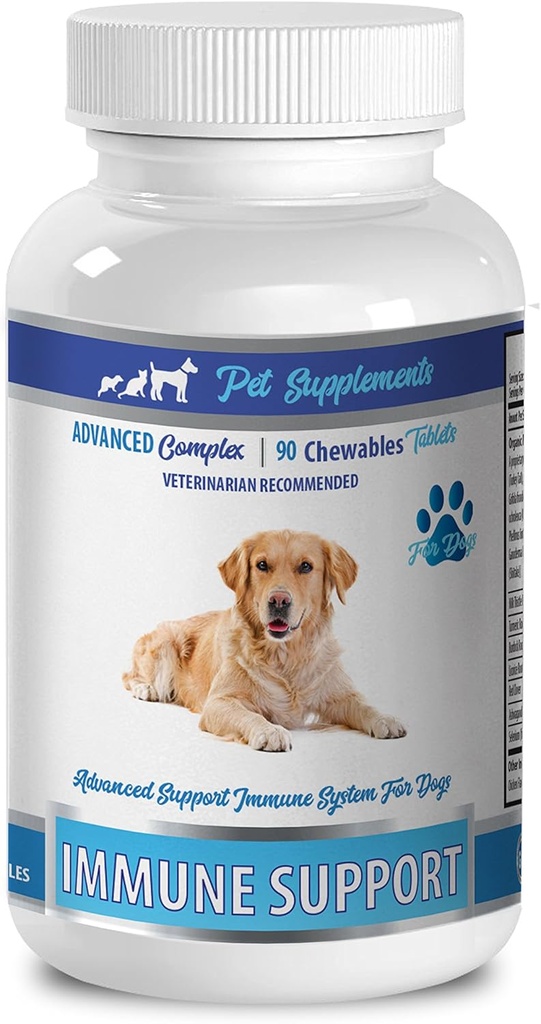Dog Immun Booster Organic - Hunde Immununterstützung - Fortgeschrittene CHEWABLE Treats - Premium - rot Klee Hunde - 1 Flasche (90 Chews)