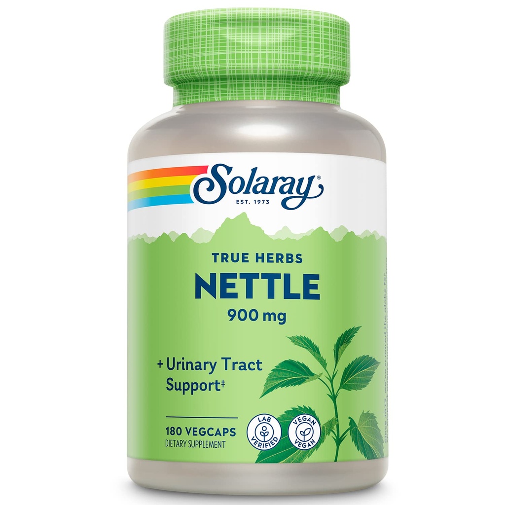 SOLARAY Nettle Leaf 450mg Healthy Kidney, Urinary & Prostate Support Traditionelle Verwendung für gesunde Allergy Response & Respiratory Wellness 180 CT