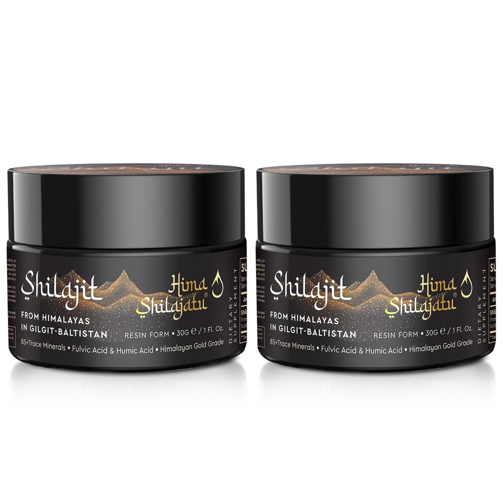 Shilajit Pure Himalayan Organic Shilajit Resin - Gold Grade 100% Reinheit Shilajit mit Fulvic Acid & 85+ Trace Minerals Complex for Energy & Immune Support, Pack of 2 (4 Monate Versorgung)