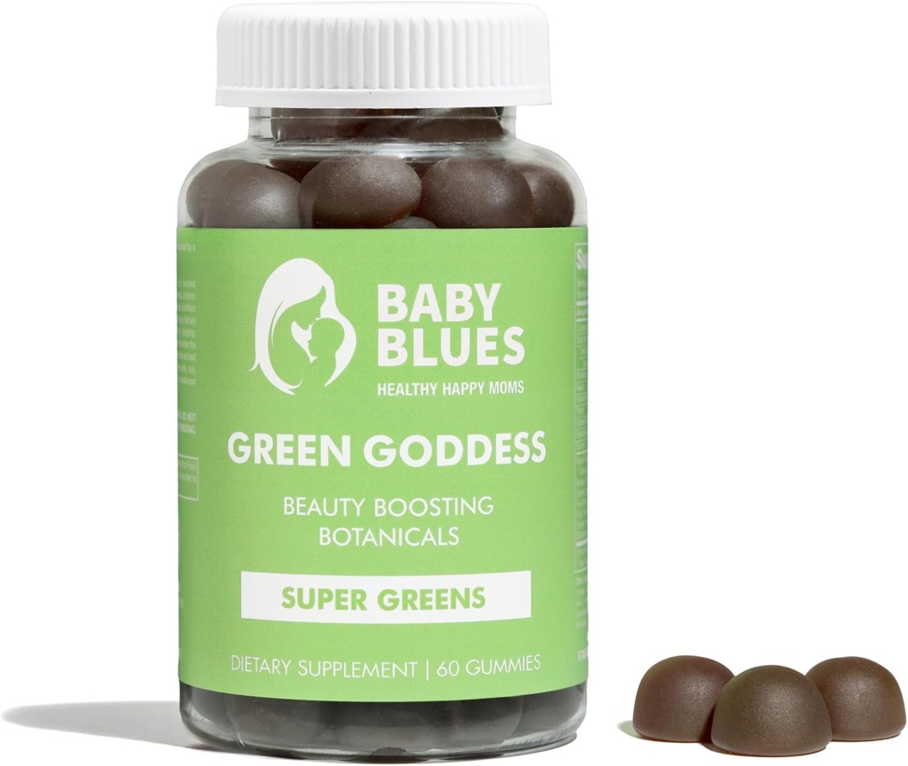 Baby Blues Grüne Göttin Gummi, 60 Graf Nahrungsergänzung, Pflanzenbasiert, Gummy Form
