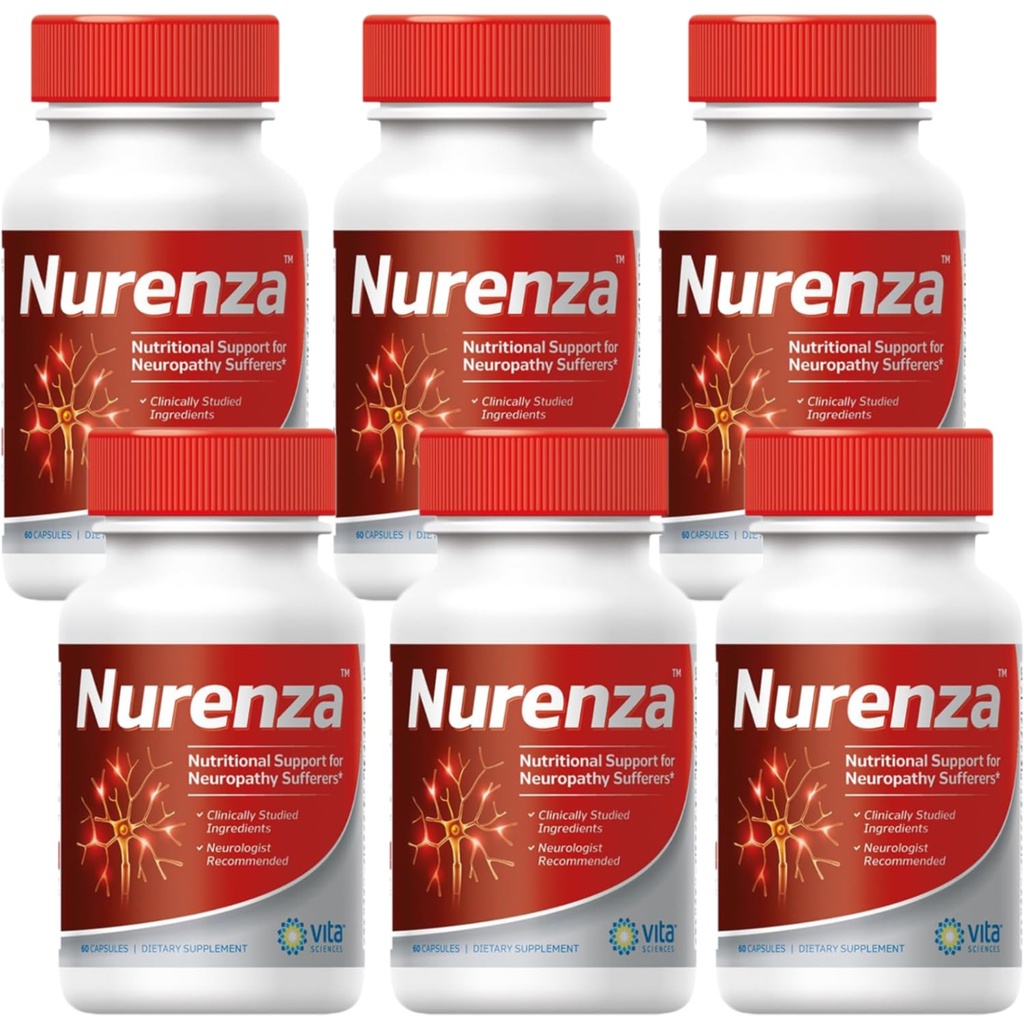 Vita Sciences Nurenza Neuropathy Relief Supplement 40x Stärke Natürliche R-ALA Form für Nerve Gesundheit, schnelle Reparatur w/ Vitamine, Antioxidantien Revitalizing Füße, Hände, Beine, und Zehen. 60 Ct. - Pack von 6