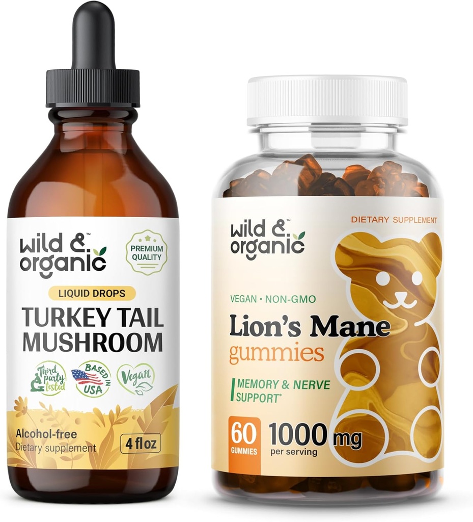 Wild & Organic Türkei Tail Tinkture 4 fl oz & Lion's Mane Gummis