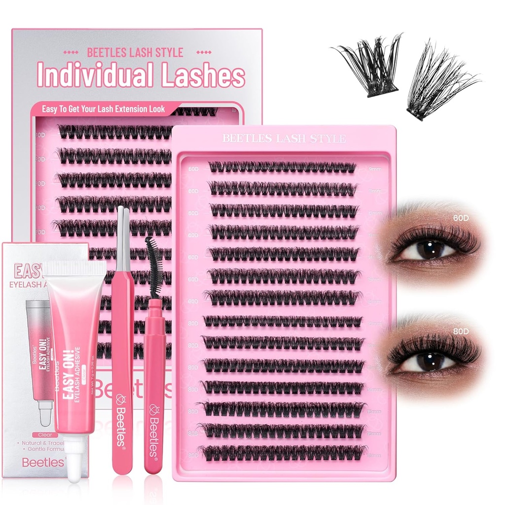 Käfer Lash Cluster Kit Love Expressing 60D 80D 9-18mm Wimpern Cluster Kit 280pcs Individuelle Lash Extension D Curl 3D Fluffy False Wimpern Extension DIY K009