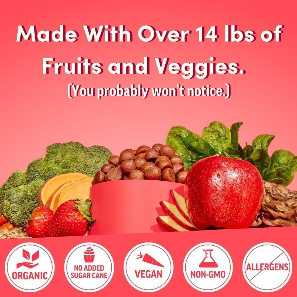 Llama Naturals Multivitamin per le donne, Vegan, Gummies organici con vitamina D, C e K, Le vitamine del gommoso della frutta reale delle donne, il supplemento Multivitamina masticabile, Canna da zucchero non Aggiunto, Ciliegia, 120 Ct