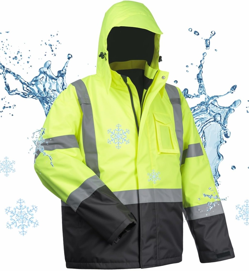 toolant 100% wasserdichte sicherheitsjacken für Herren, Hi Vis Reflective Work Jackets, Construction Rain Coats for Cold Weather