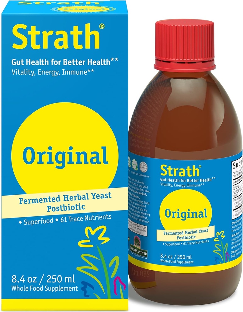 Strath Nutritional Yeast Liquid Syrup 8.4 Oz - Vegetariano, Lattosio Libero, Additivo Artificiale Libero - Supporto Digestivo, Assorbimento Nutriente - Supplemento giornaliero non aromatizzato - Prebiotico e Postbiotico