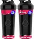 2 PACK, Double 24 oz Bouteilles Shaker avec des fouets de fil puissant pour les mélanges de protéines