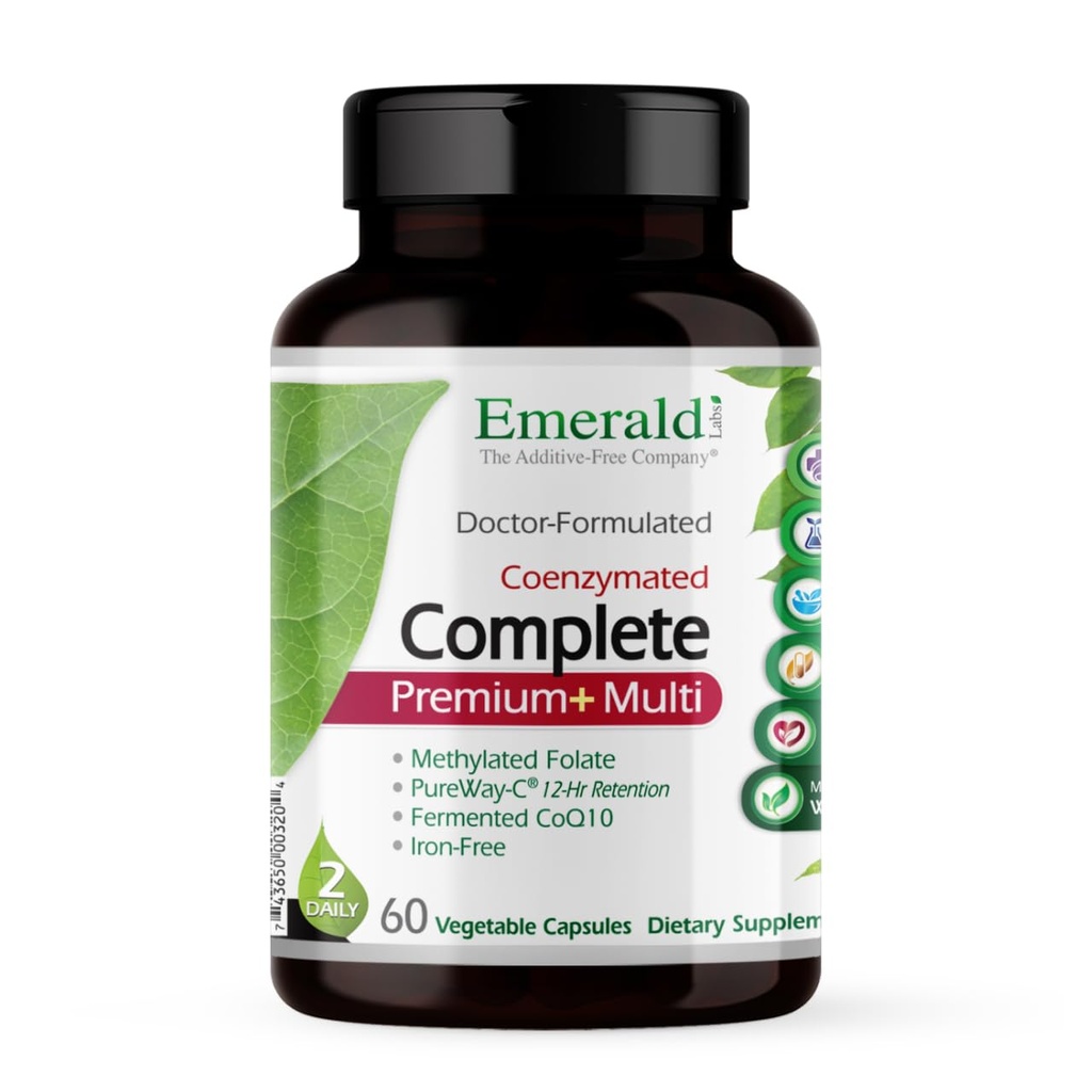 EMERALD LABS Complete Premium Multi - Multivitamina per il supporto digestivo e immunitario con vitamina C come PureWay-C, B Vitamin Complex, Albion Chelated Zinc & More - 60 Capsule vegetali (30-Day Supply)
