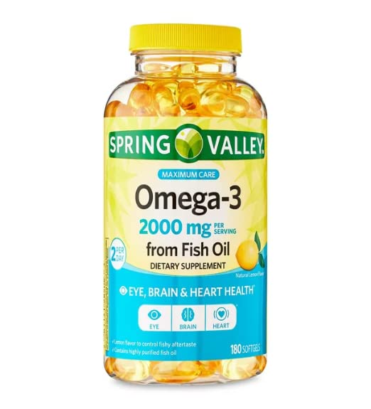 Spring Valley Omega-3 da Fish Oil massima cura Softgels, 2000mg, 180 Conte