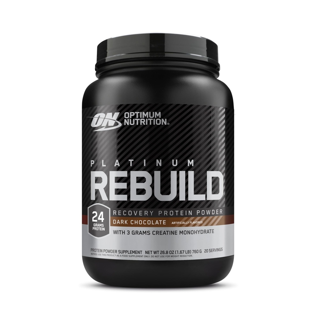 Optimum Nutrition Platinum Rebuild, Premium Platinum Blend Protein Pulver mit Kreatin Monohydrat, Dark Chocolate, 20 Portionen