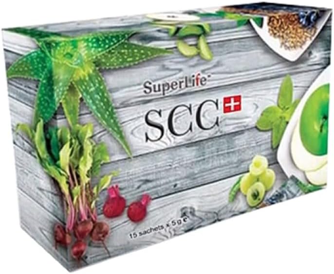 Super Life Colon Care SCC Plus Fibre Probiotiques Prébiotiques Aide Digestion stc Fibre Constipation Relief (15 sachets/boîte)