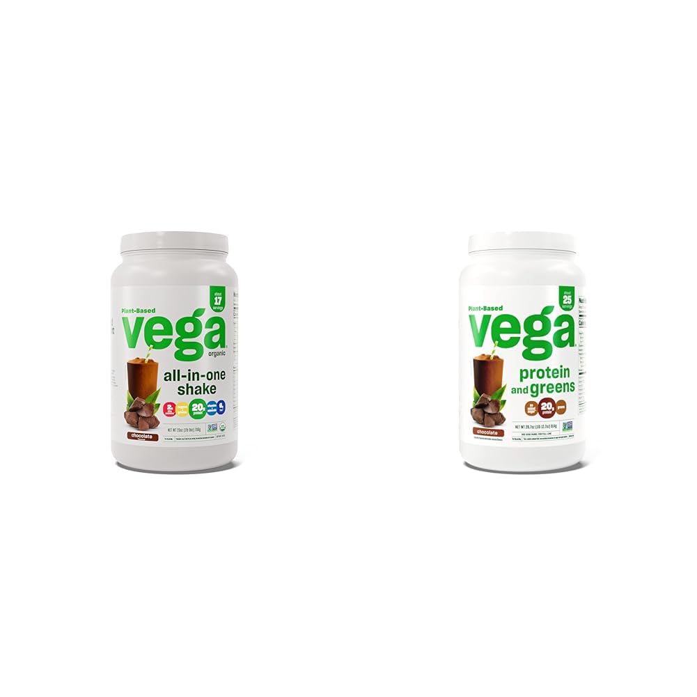 Vega Bio All-in-One Vegan Protein Pulver, Schokolade & Protein und Grüns Protein Pulver, Schokolade