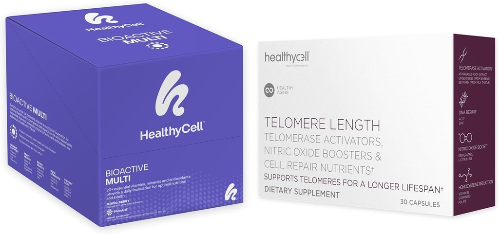 Healthycell Telomere Lunghezza Integratore di invecchiamento sano + Multivitamina bioattiva per le donne & uomini Bundle