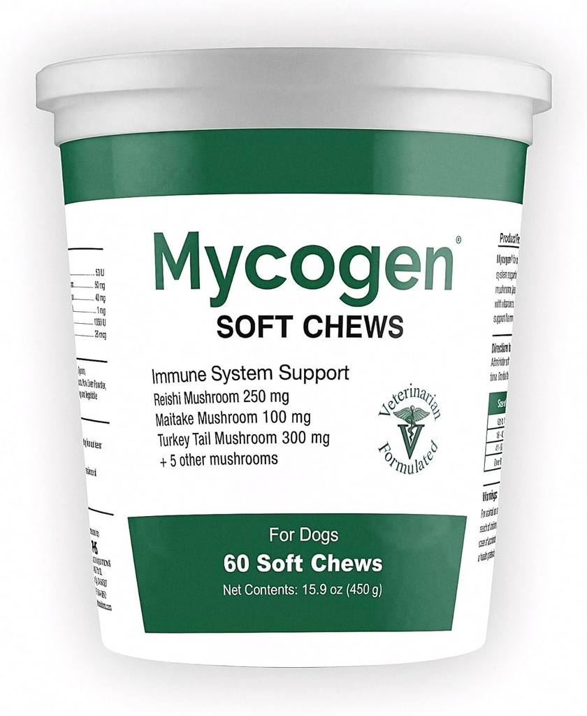 Mykogen für Hunde - Vitamine mit 8 Arten von Pilzen - Unterstützung Immunsystem - 60 Soft Chews