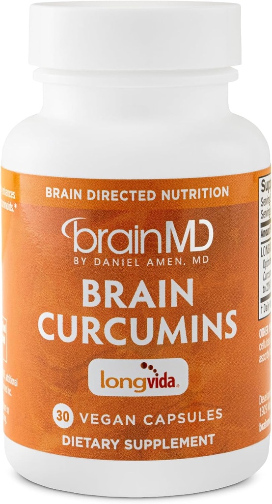 BRAINMD Brain Curcumins - 30 Vegan Kapseln - mit Longvida Curcumin - Glutenfrei - 30 Portionen