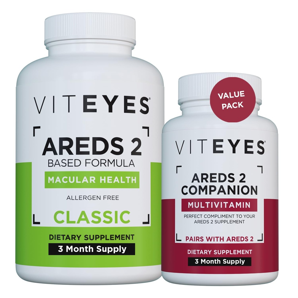 Viteyes AREDS 2 Kapseln und Viteyes Multivitamin AREDS 2 Companion, Single Daily Dose Eye Vitamins, 3 Monate Versorgung