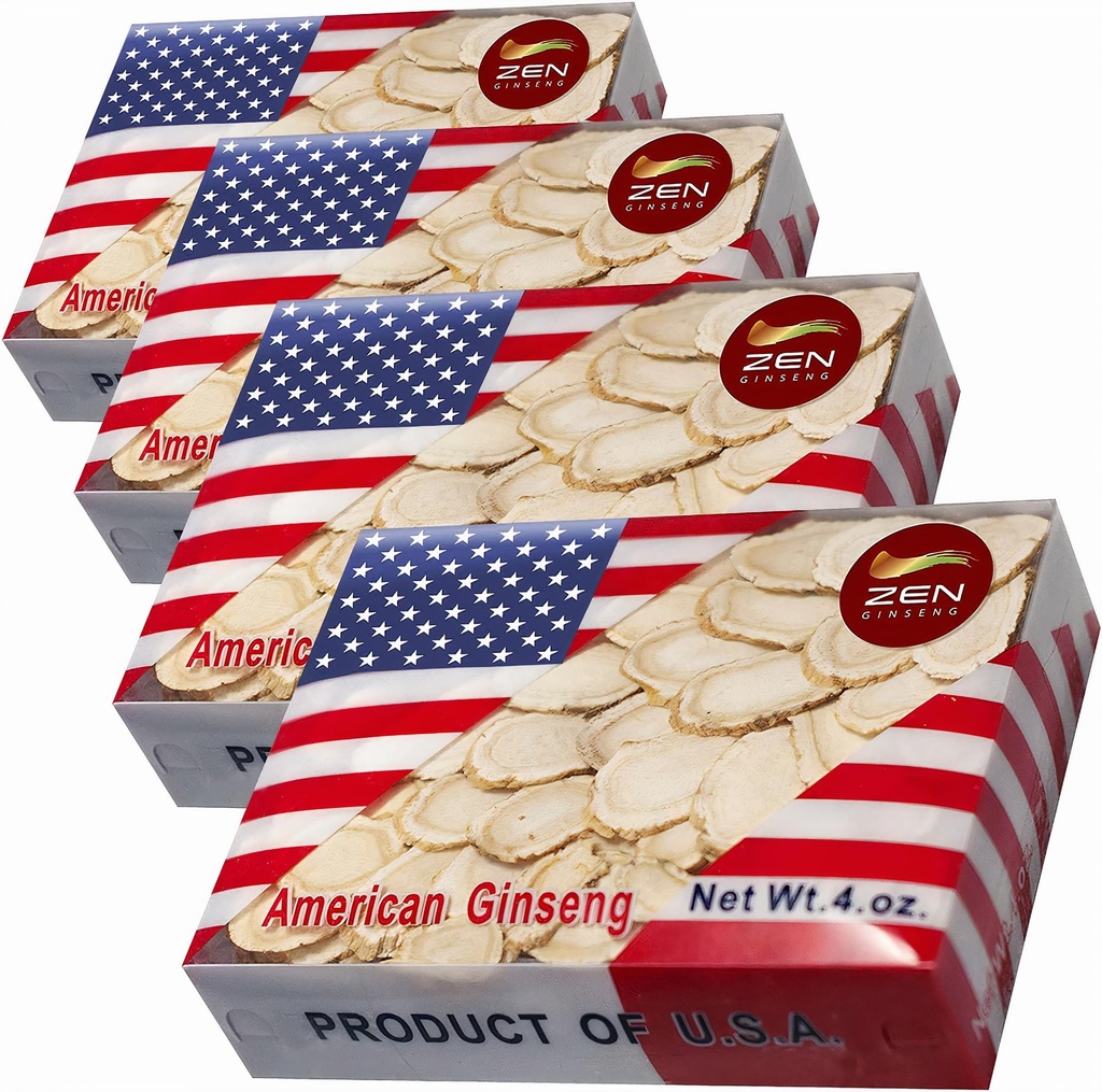 4 boîtes de main sélectionnée Wisconsin Ginseng Slice (16 Oz.) - Boostez votre système immunitaire rapide