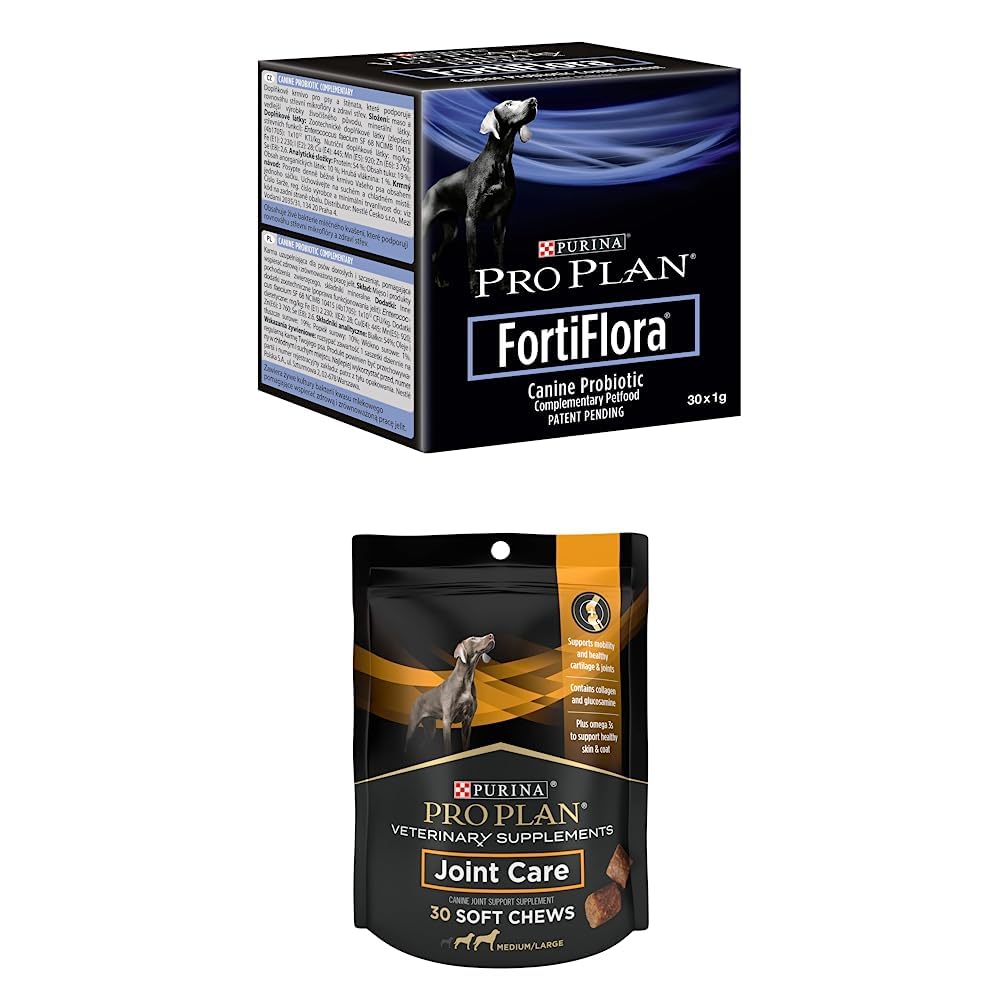 Bundle of Purina Pro Plan Tierische Ergänzungen FortiFlora Hund Probiotic Supplement, - 30 ct. Boxen + Purina Pro Plan Tierische Ergänzungen Gelenkpflege für große Zucht Hunde Hip und Joint