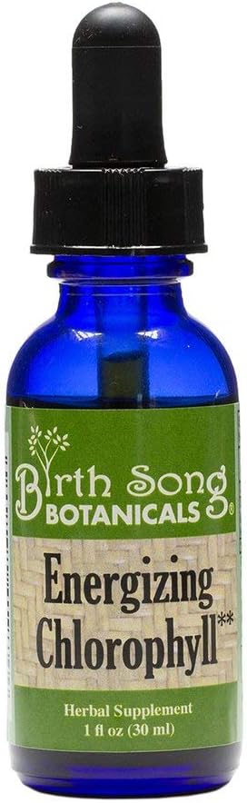Birth Song Botanicals Energizing Chlorophyll Tincture, Super-Konzentrierte flüssige Chlorophyll Drops, Kräuter-Energie-Supplement und interne Deodorizer, Mint Flavor 1oz Bottle