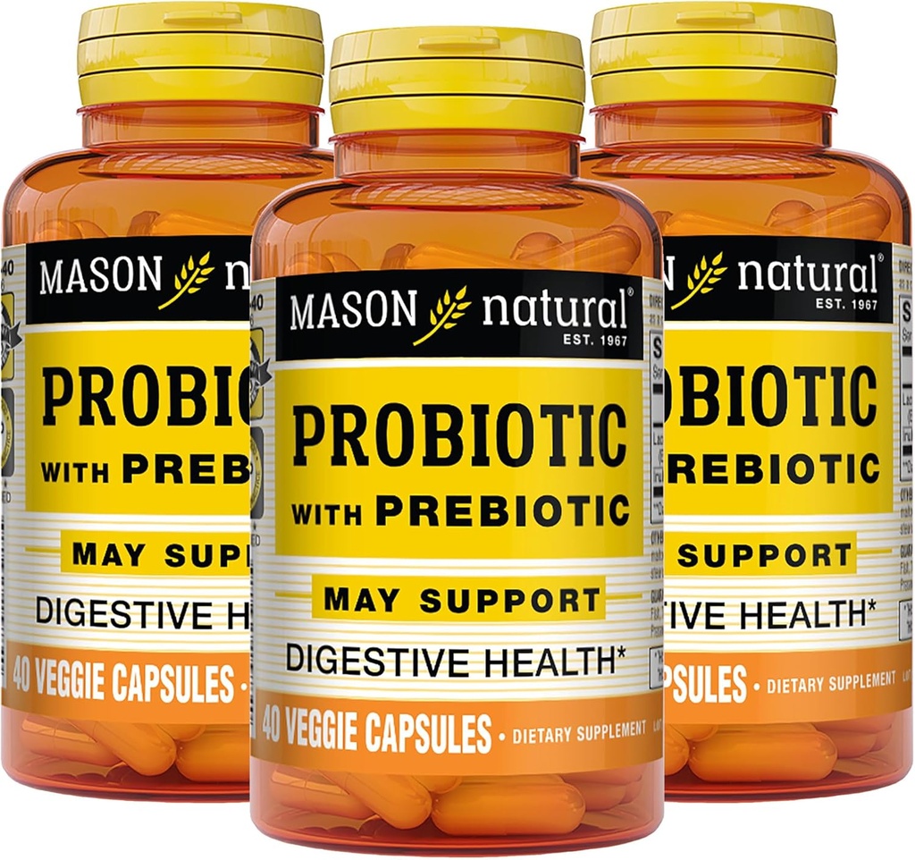 Probiotico naturale Mason con Prebiotico, alimentazione di 120 giorni per la funzione digestiva normale & salute Gut migliorata, 3 Pack